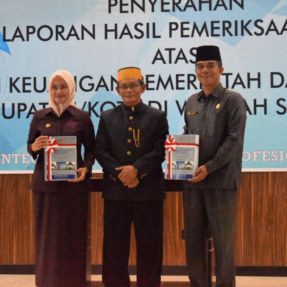 Wakil Ketua DPRD Luwu Utara mendampingi Bupati Luwu Utara menerima penghargaan WTP dari BPKP Wil Sul